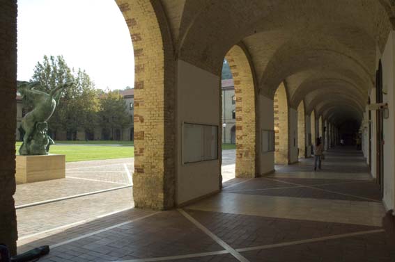 The arched courtyard of the Faculty of Economics Giorgio Fuà in Ancona